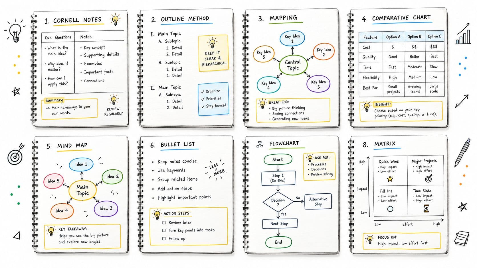 8 Note Taking Layout Examples Compared