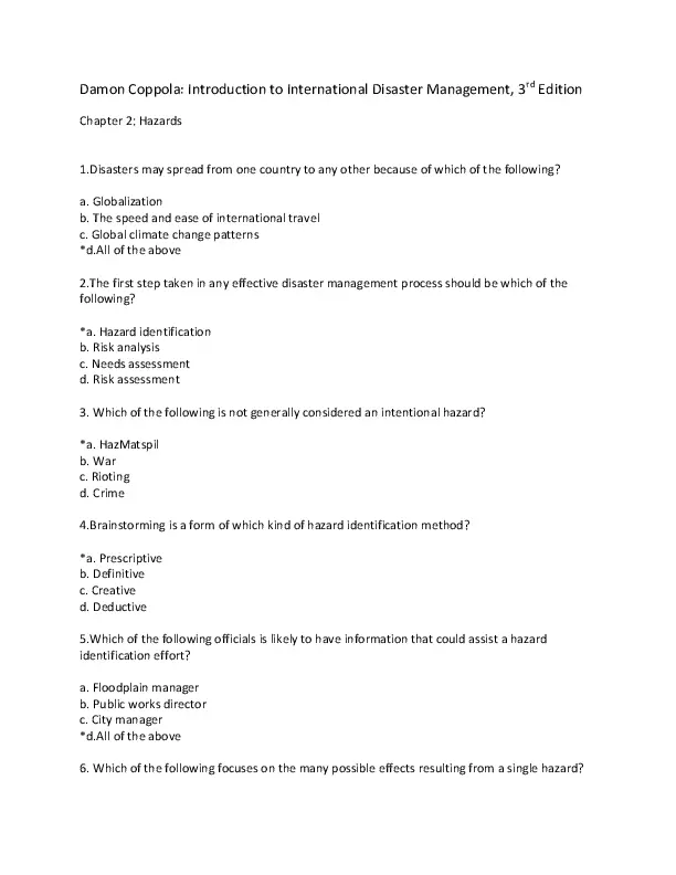 Introduction to International Disaster Management 3rd Edition Test Bank