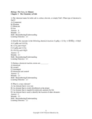 Biology: The Core 2nd Edition Test Bank