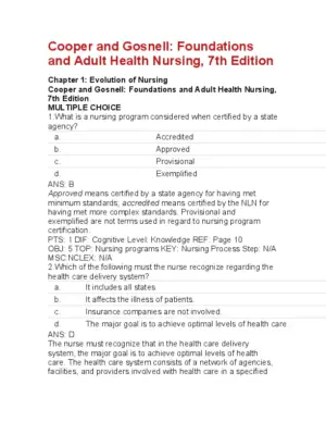 Foundations and Adult Health Nursing 8th Edition Test Bank