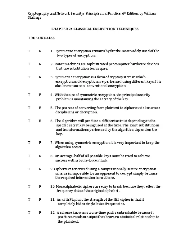 Test Bank For Cryptography and Network Security: Principles and Practice, 6th Edition