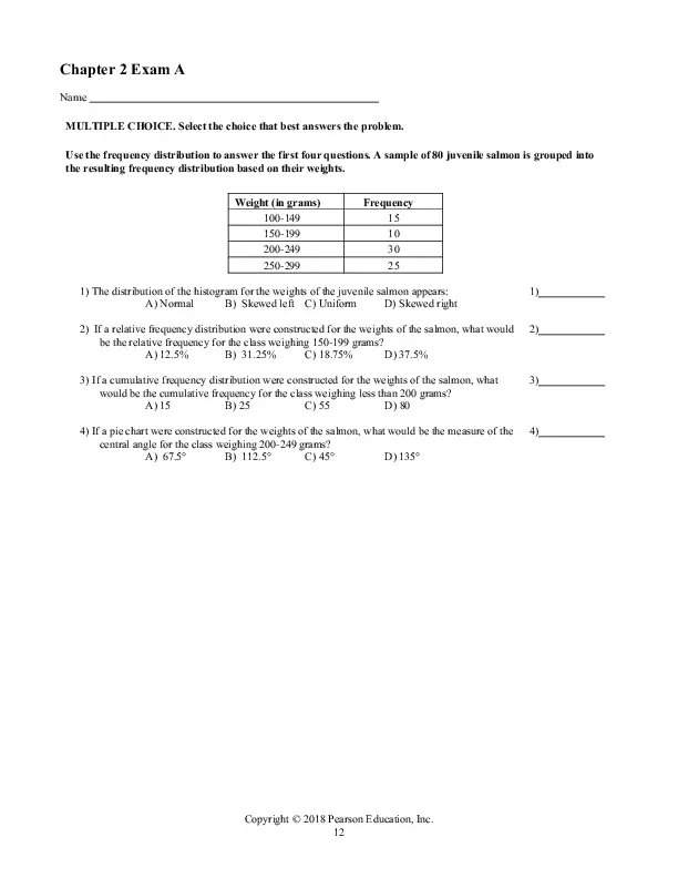 Test Bank for Biostatistics for the Biological and Health Sciences, 2nd Edition