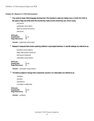 Children: A Chronological Approach, Fifth Canadian Edition Test Bank