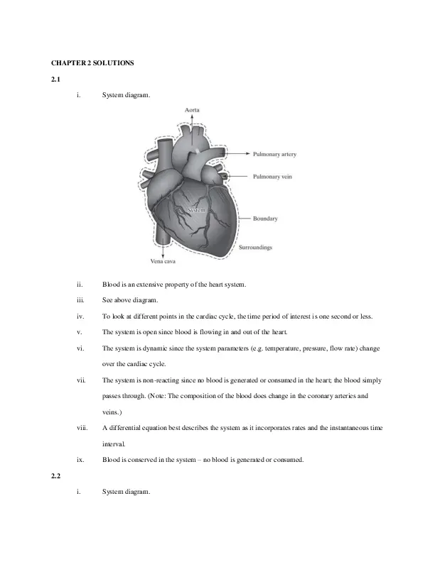 Solution Manual for Bioengineering Fundamentals, 2nd Edition