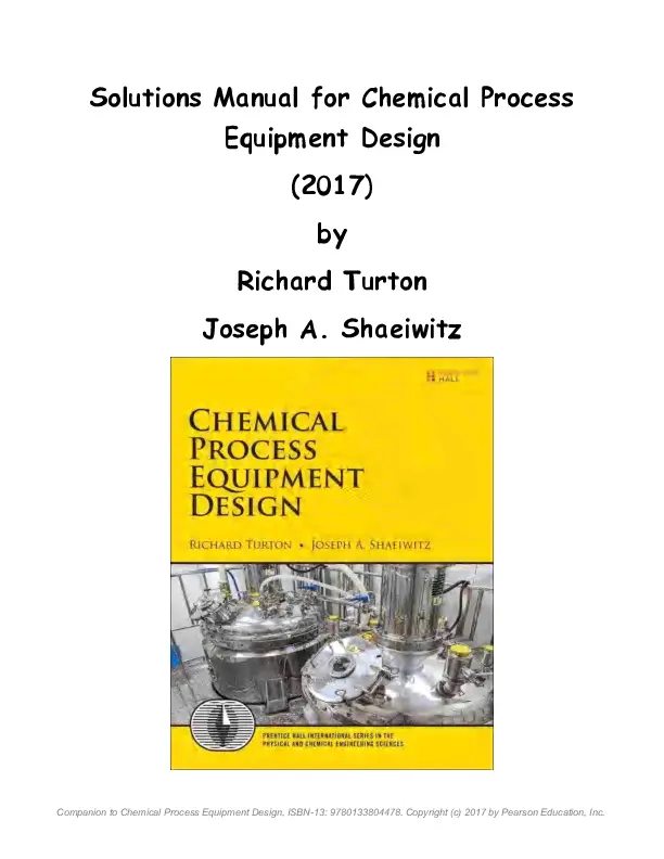 Chemical Process Equipment Design Solution Manual