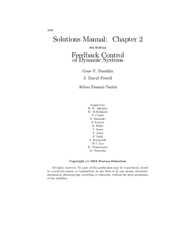 Solution Manual for Feedback Control of Dynamic Systems, 8th Edition