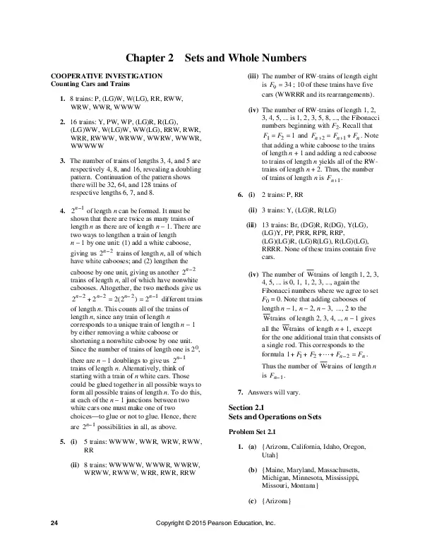 Solution Manual for Mathematical Reasoning for Elementary Teachers, 7th Edition