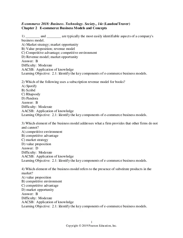 E-Commerce 2018, 14th Edition Test Bank