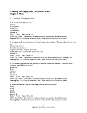 Test Bank For Hill’s Chemistry for Changing Times, 15th Edition