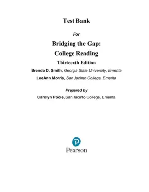 Test Bank for Bridging The Gap: College Reading, 13th Edition