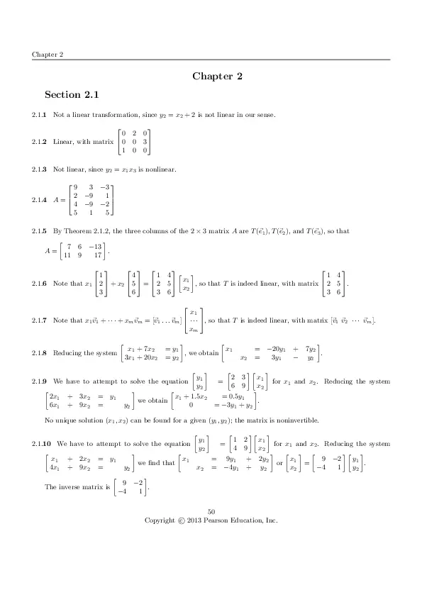 Solution Manual for Linear Algebra with Applications, 5th Edition