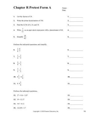 Solution Manual for Introductory Algebra, 6th Edition