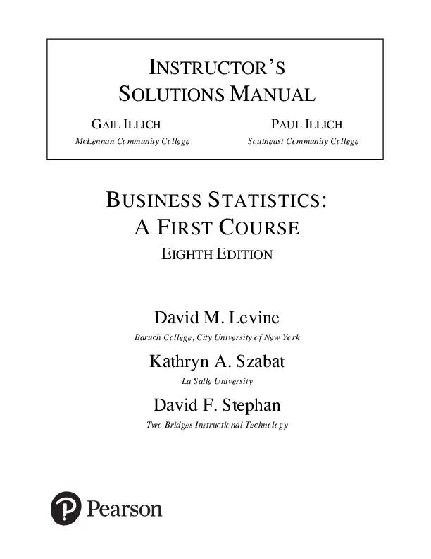 Solution Manual for Business Statistics: A First Course, 8th Edition