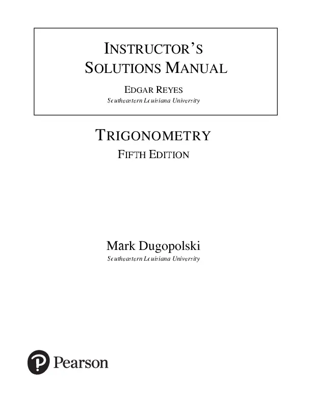 Solution Manual for Trigonometry, 5th Edition