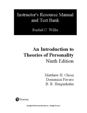 Test Bank for An Introduction to Theories of Personality, 9th Edition