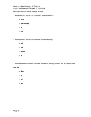 Test Bank for Basics of Web Design: HTML5 and CSS, 6th Edition