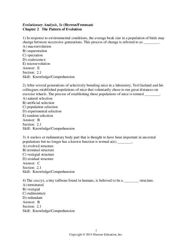 Test Bank For Evolutionary Analysis, 5th Edition