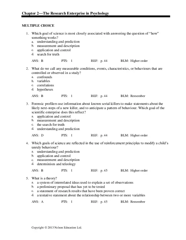 Psychology: Themes And Variations, 3rd Canadian Edition Test Bank