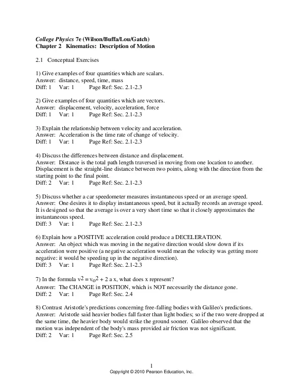 Test Bank for College Physics, 7th Edition