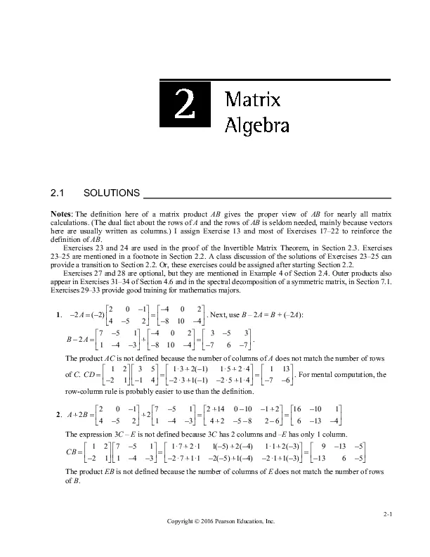 Solution Manual for Linear Algebra and Its Applications, 5th Edition