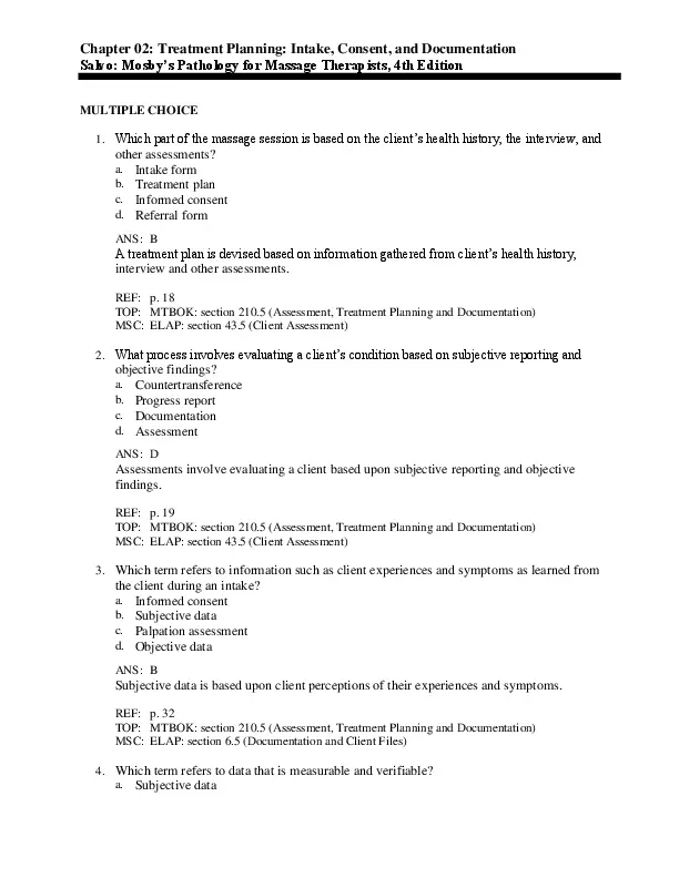 Test Bank For Mosby’s Pathology for Massage Therapists, 4th Edition