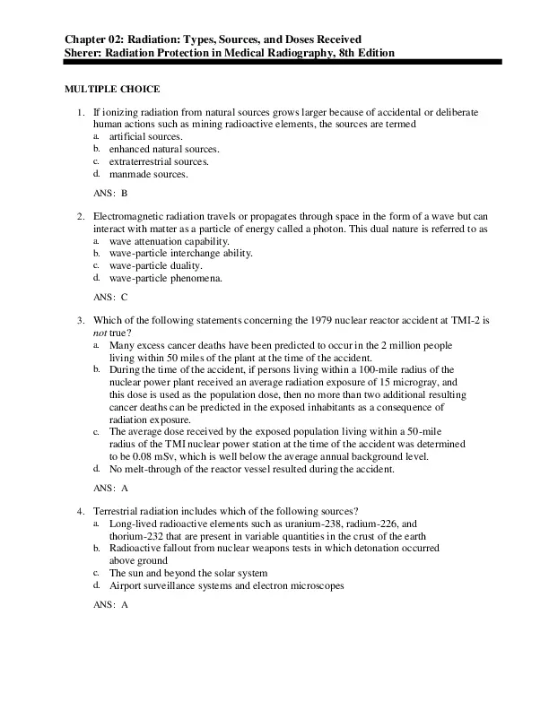 Test Bank For Radiation Protection in Medical Radiography 8th Edition Test Bank