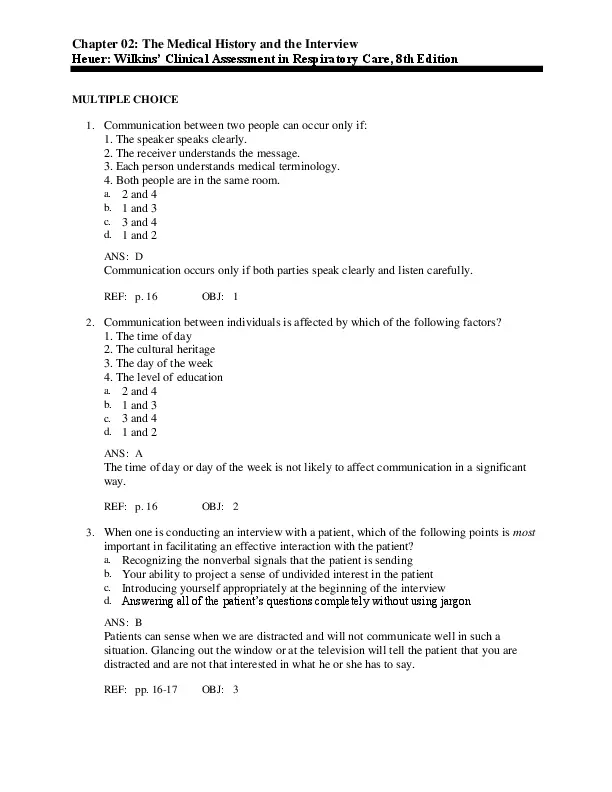 Test Bank For Wilkins’ Clinical Assessment in Respiratory Care – Binder Ready, 8th Edition