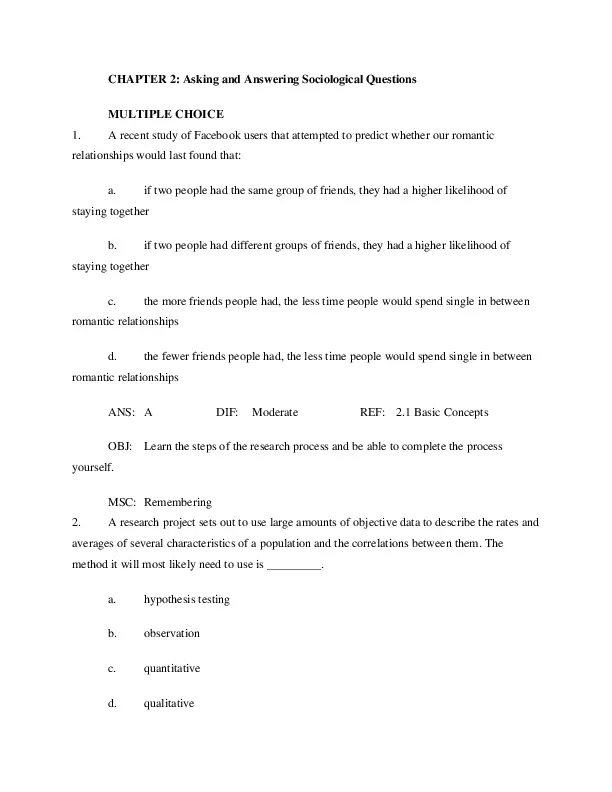 Test Bank For Introduction to Sociology, 11th Edition