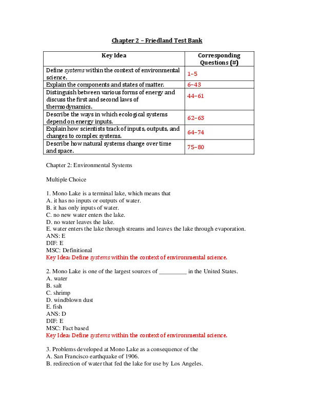 Test Bank For Friedland/Relyea Environmental Science for AP*, 1st Edition