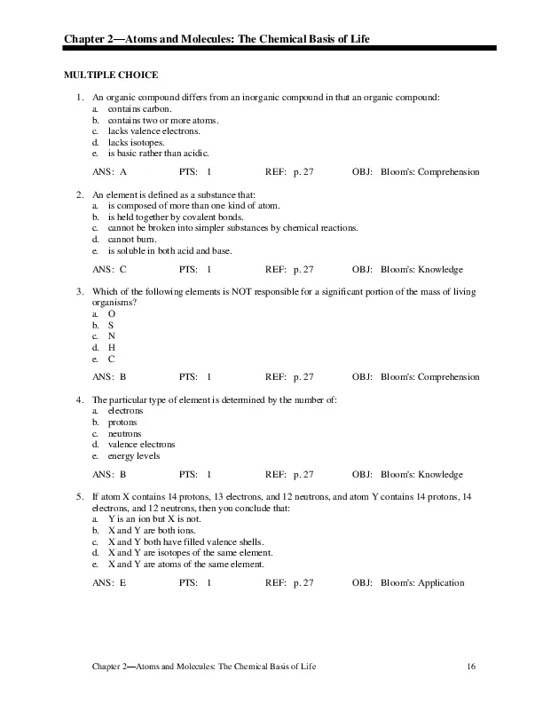 Test Bank For The Molecules of Life, 1st Edition