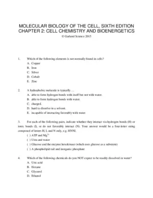 Molecular Biology Of The Cell, Sixth Edition Test Bank