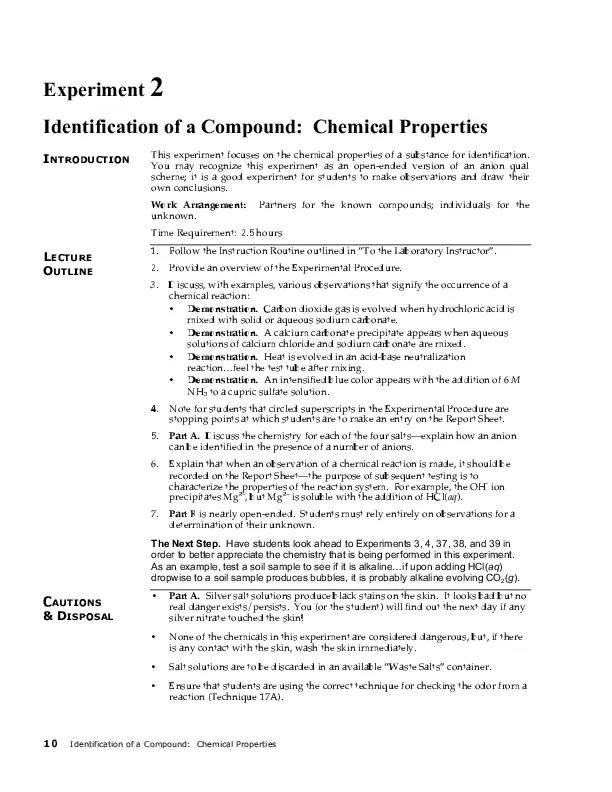 Solution Manual for Laboratory Manual for Principles of General Chemistry, 10th Edition