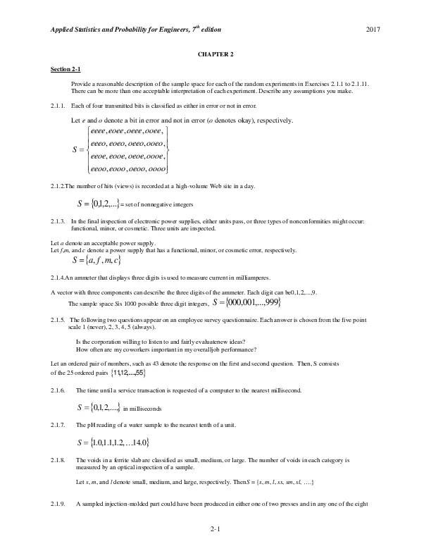 Solution Manual for Applied Statistics and Probability for Engineers, 7th Edition