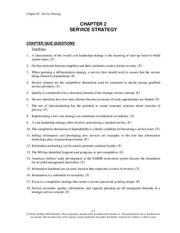 Service Management: Operations, Strategy, Information Technology, 8th Edition Test Bank