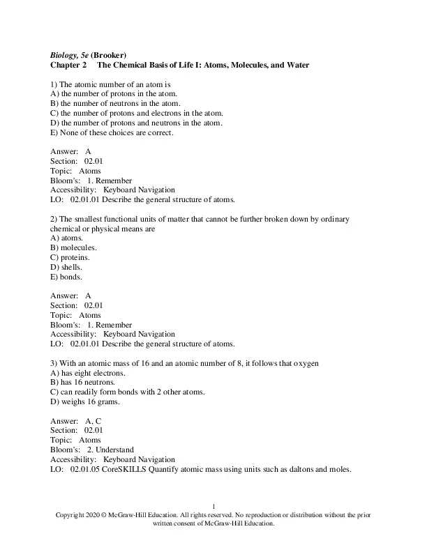 Test Bank For Biology, 5th Edition