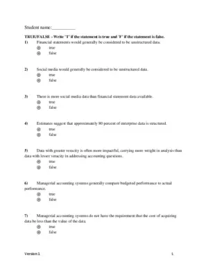 Test Bank For Introduction to Data Analytics for Accounting, 1st Edition