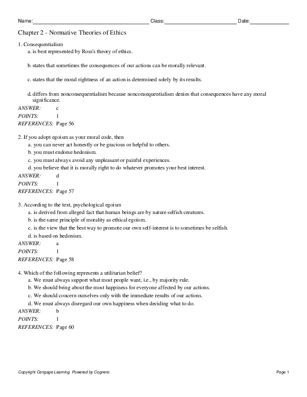 Moral Issues in Business, 13th Edition Test Bank