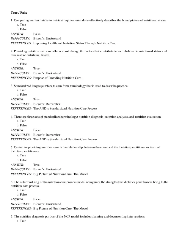 Nutrition Therapy And Pathophysiology, 3rd Edition Test Bank
