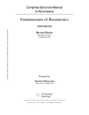 Solution Manual for Fundamentals of Biostatistics, 8th Edition