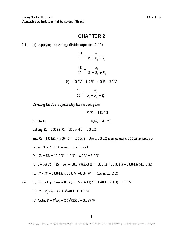 Solution Manual For Principles of Instrumental Analysis, 7th Edition