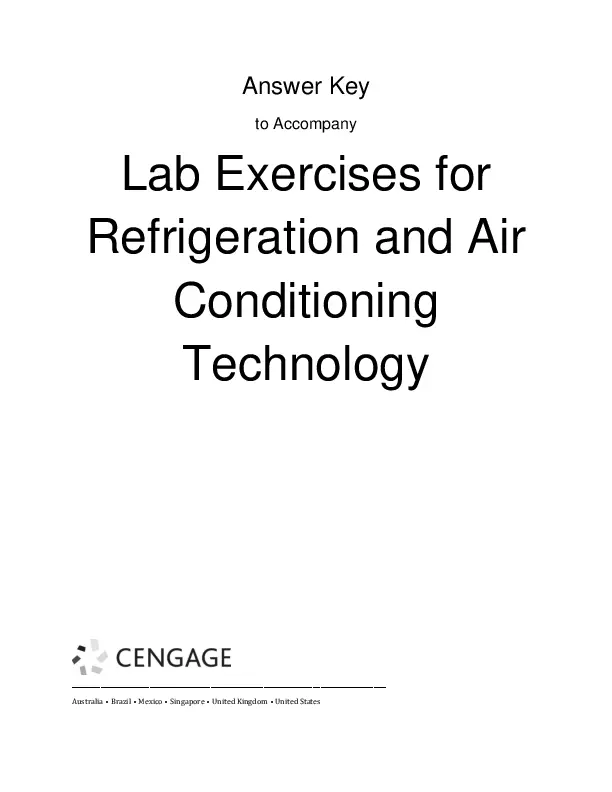 Solution Manual For Refrigeration and Air Conditioning Technology, 8th Edition