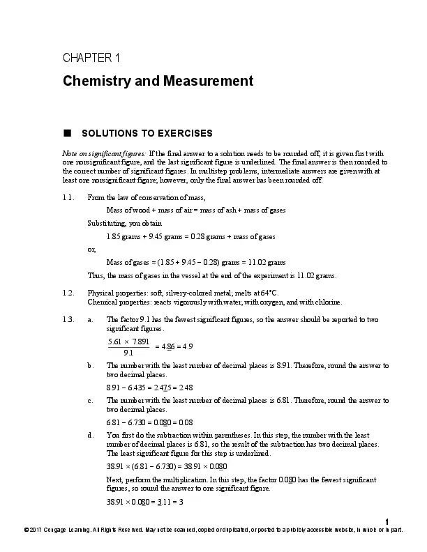 Solution Manual for General Chemistry, 11th Edition