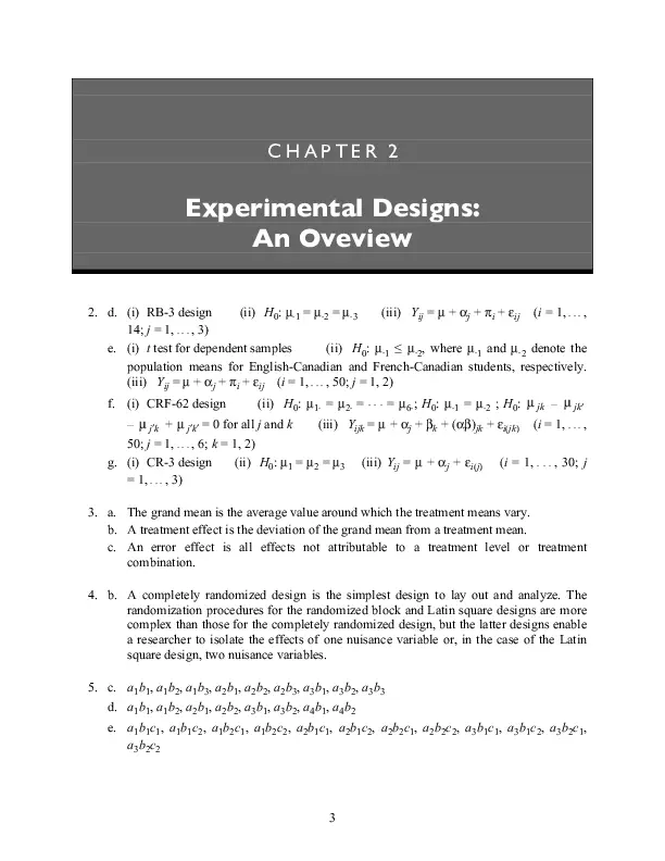 Solution Manual for Experimental Design: Procedures for the Behavioral Sciences, 4th Edition