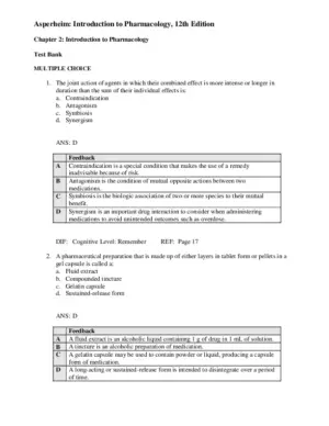 Introduction To Pharmacology, 12th Edition Test Bank