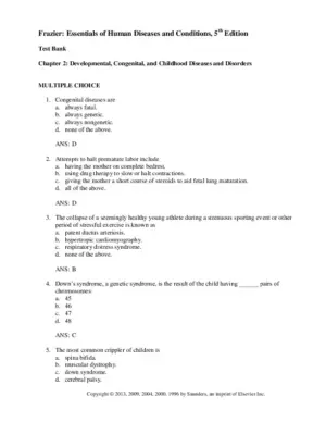 Essentials Of Human Diseases And Conditions, 5th Edition Test Bank