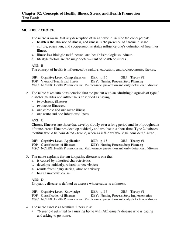 Fundamental Concepts And Skills For Nursing, 4th Edition Test Bank