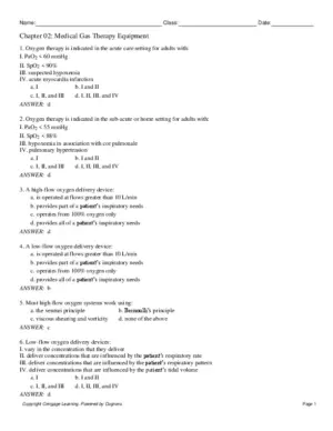 Test Bank For Equipment Theory for Respiratory Care, 5th Edition