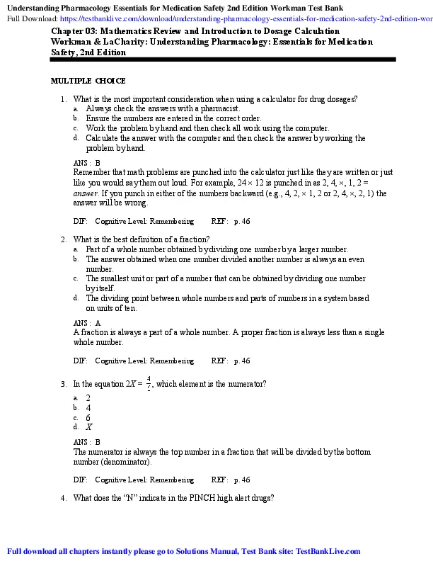 Understanding Pharmacology: Essentials For Medication Safety, 2nd Edition Test Bank