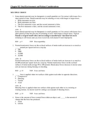 Test Bank For Dental Materials : Clinical Applications for Dental Assistants and Dental Hygienists, 3rd Edition