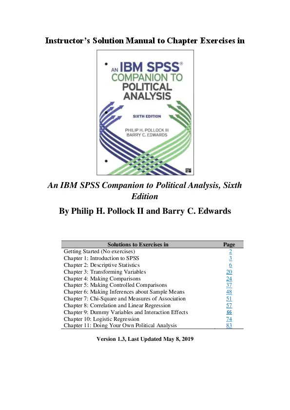 Solution Manual For An IBM SPSS Companion to Political Analysis, 6th Edition